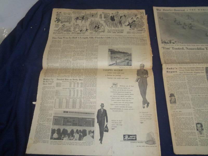 1958 MAY 4 THE COURIER-JOURNAL NEWSPAPER - TIM TAM WINS KENTUCKY DERBY - NP 5588