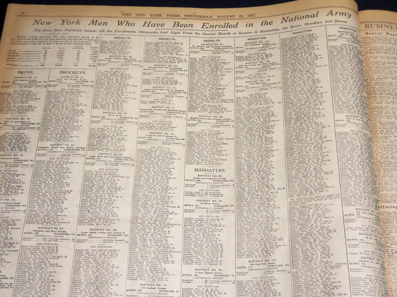1917 AUGUST 22 NEW YORK TIMES - GERMANS ROUTED AT LENS - NT 8524