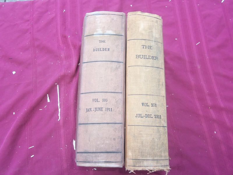 1911 JAN-DEC THE BUILDER U. K. MAGAZINE BOUND VOLUMES - 2 VOLS - FOLD OUTS- C 34
