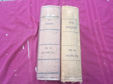 1911 JAN-DEC THE BUILDER U. K. MAGAZINE BOUND VOLUMES - 2 VOLS - FOLD OUTS- C 34
