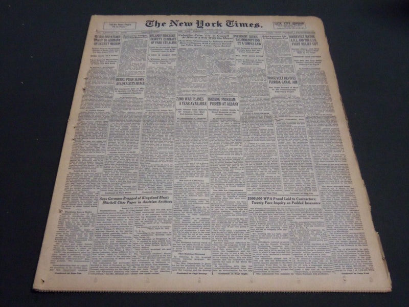1939 JANUARY 18 NEW YORK TIMES - REBEL PUSH SLOWS AS LOYALISTS BRACE- NT 6833
