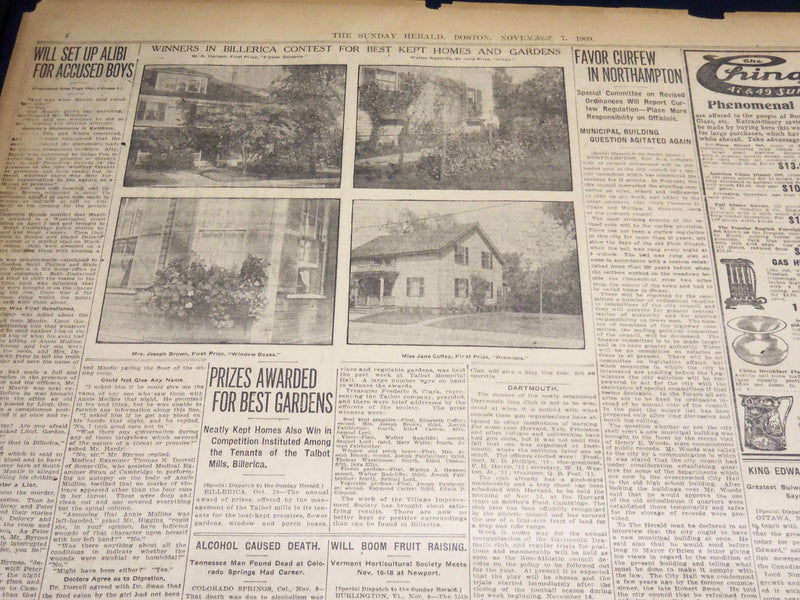 1909 NOV 7 THE BOSTON HERALD - HARVARD VANQUISHES CORNELL - DARTMOUTH - BH 396