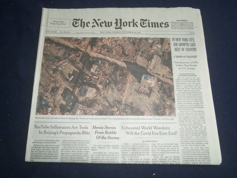 2021 DECEMBER 14 NEW YORK TIMES - NEW YORK CITY JOB GROWTH LAGS REST OF COUNTRY