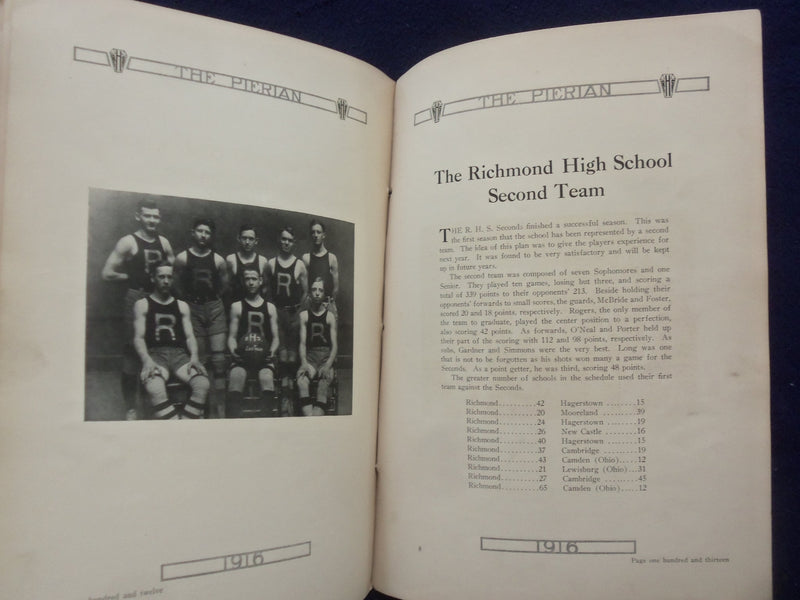 1916 PIERIAN RICHMOND HIGH SCHOOL YEARBOOK - RICHMOND, INDIANA - YB 1925W