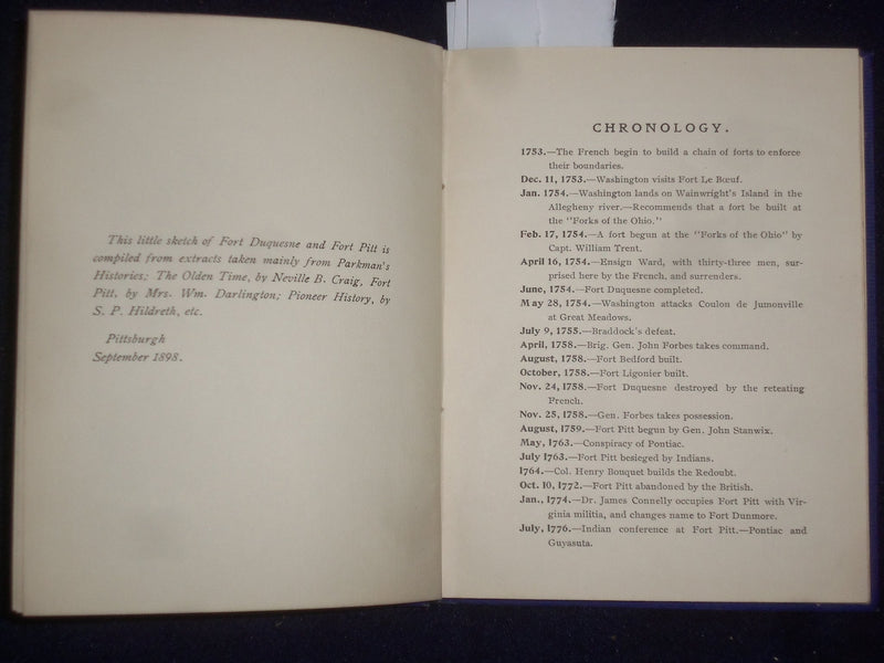 1907 FORT DUQUESNE AND FORT PITT HARDCOVER BOOK - 3RD EDITION - KD 9122