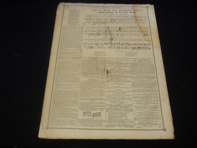 1850 OCTOBER 12 BOSTON MUSEUM NEWSPAPER - JENNY LIND - ANN SNELLING - NP 9050