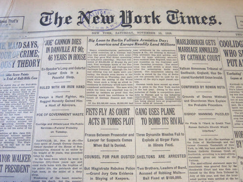 1926 NOVEMBER 13 NEW YORK TIMES - JOE CANNON DIES AT 90 - NT 6525