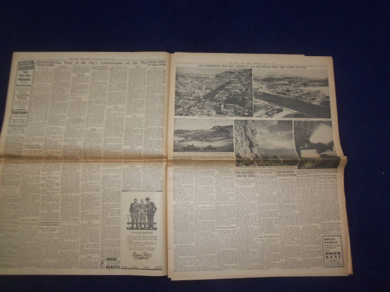 1943 MAY 8 NEW YORK TIMES - TUNIS AND BIZERTE CAPTURED, ENEMY IN FLIGHT- NP 6534