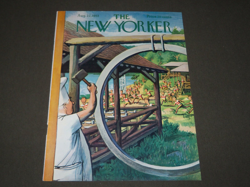 1953 AUGUST 22 NEW YORKER MAGAZINE FRONT COVER ONLY - GREAT ART FOR FRAMING