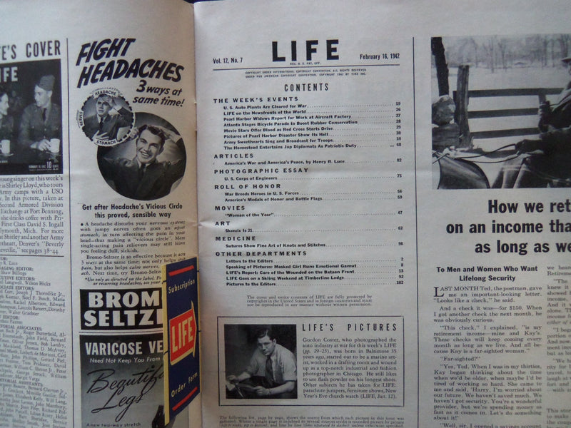 1942 FEBRUARY 16 LIFE MAGAZINE - SINGER AND SOLDIER - L 274