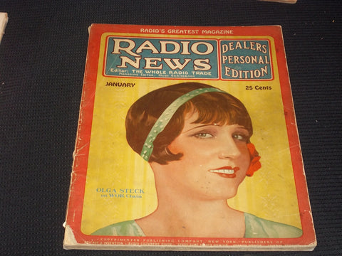 1928 JANUARY RADIO NEWS MAGAZINE - OLGA STECK FRONT COVER - E 5228
