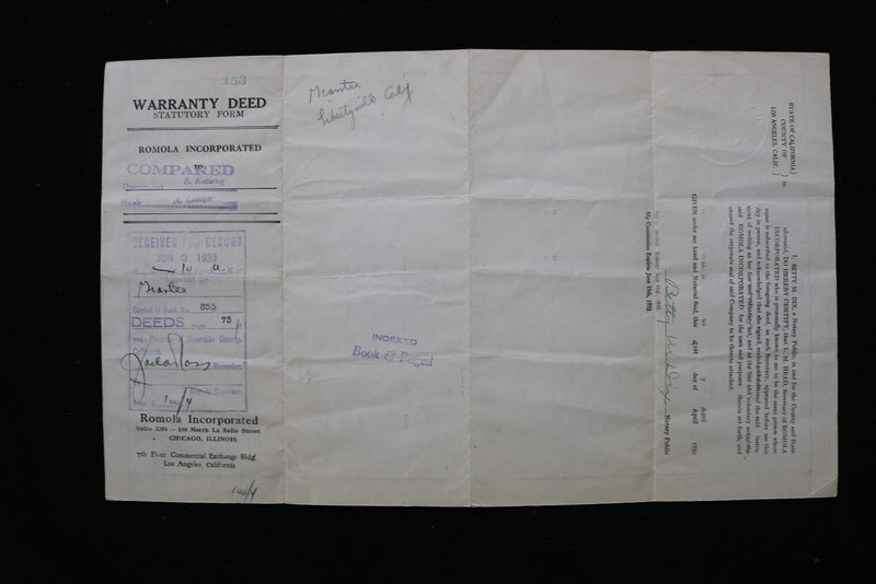 1926-1930 CALIFORNIA DEEDS - LOT OF 4 - & ENVELOPE - K 2792