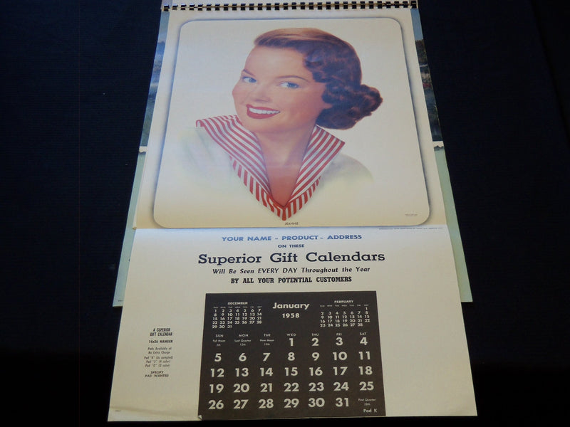 1958 SUPERIOR GIFT LINE HANGERS CALENDAR SALESMAN SAMPLE SHEETS BOOK - C 8