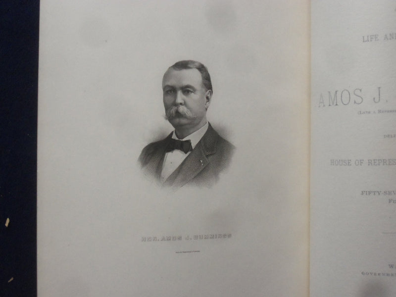 1903 AMOS J. CUMMINGS MEMORIAL ADDRESSES HARDCOVER BOOK - K 201