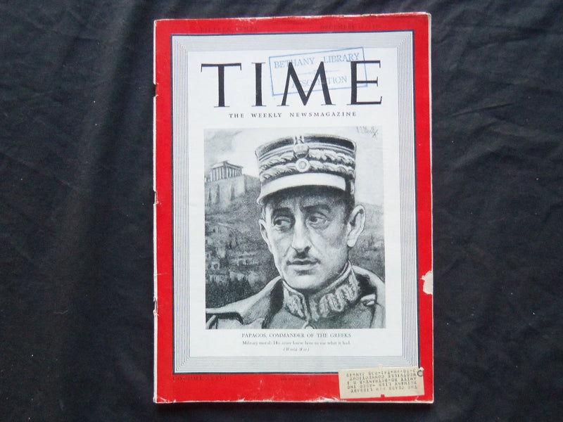 1940 DECEMBER 16 TIME MAGAZINE - ALEXANDER PAPAGOS - T 743