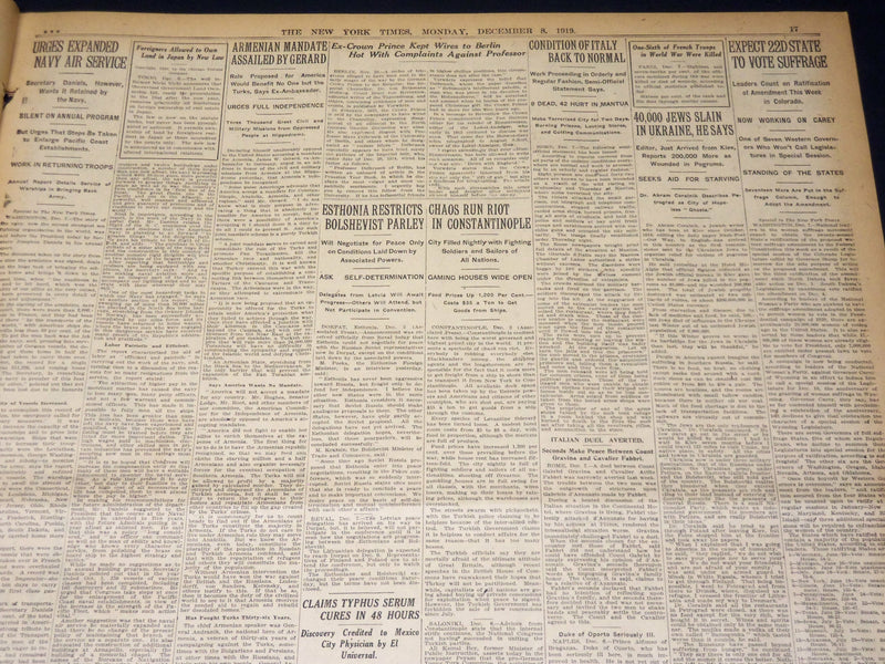 1919 DECEMBER 8 NEW YORK TIMES - NOSKE WILL REFUSE TO SIGN PROTOCOL - NT 7949