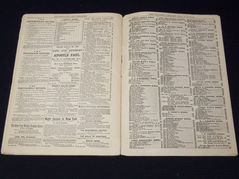 1881 JANUARY 4 SEASIDE LIBRARY ISSUE NO. 900 - CHARLES DICKENS - J 7925