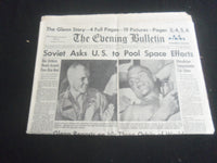 1962 FEBRUARY 21 THE EVENING BULLETIN NEWSPAPER - JOHN GLENN FLIGHT - NP 5770