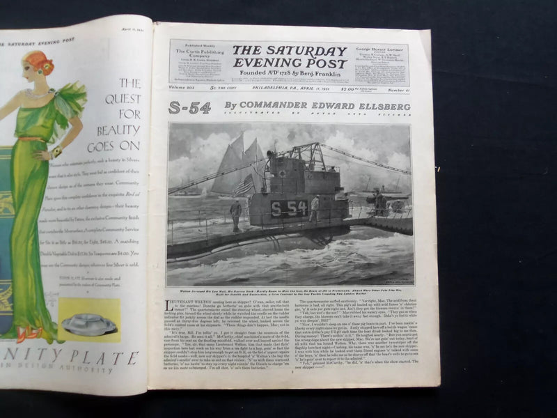 1931 APRIL 11 THE SATURDAY EVENING POST MAGAZINE - ILLUSTRATED COVER -SP 1435