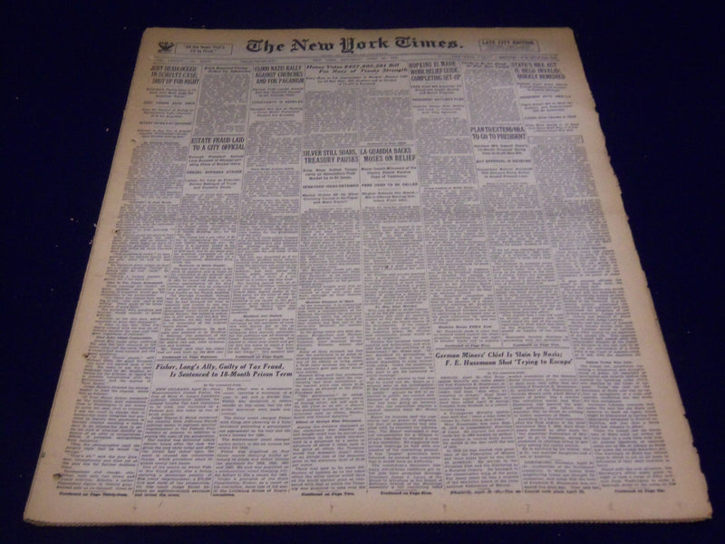 1935 APRIL 27 NEW YORK TIMES - JURY DEADLOCKED IN SCHULTZ CASE - NT 1863
