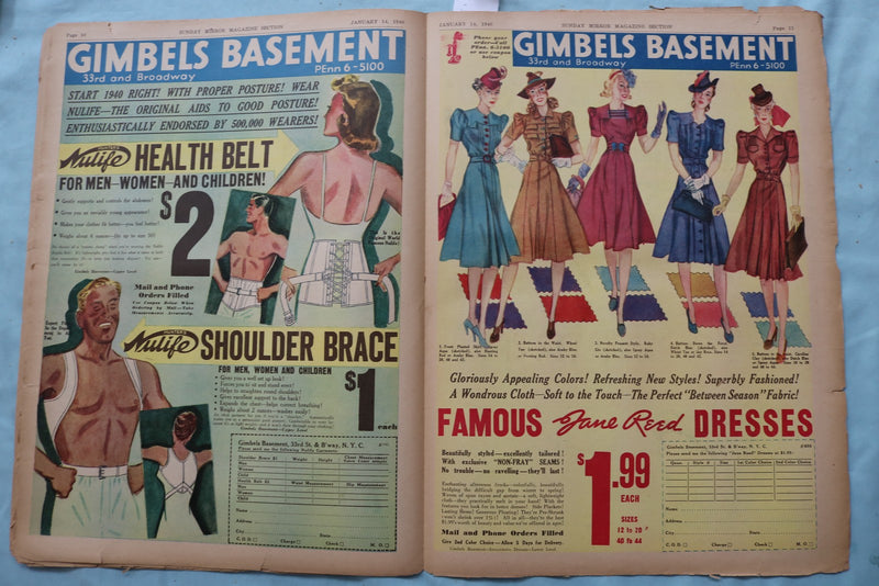 1940 JAN 14 SUNDAY MIRROR NEWSPAPER MAGAZINE SECTION - GRANT - RUSSELL - NP 9103
