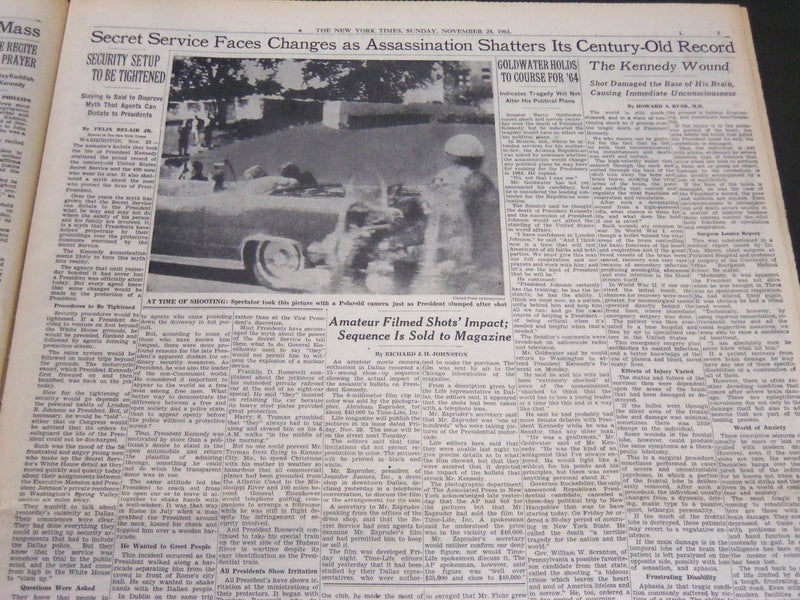 1963 NOVEMBER 24 NEW YORK TIMES - KENNEDY'S BODY LIES IN WHITE HOUSE - NT 7172