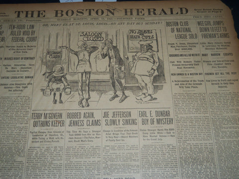 1905 APRIL 9 THE BOSTON HERALD - BOSTON CLUB OF NATIONAL LEAGUE SOLD - BH 162