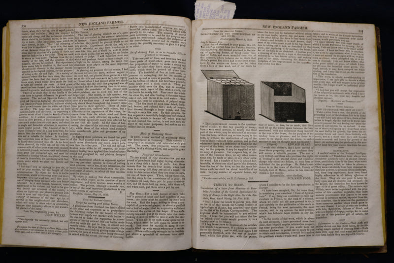 1822-1823 NEW ENGLAND FARMER BOUND VOLUME #1 - KD 9537