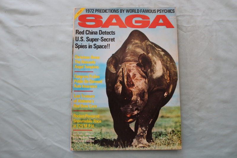 1972 JANUARY SAGA MAGAZINE - RHINOCEROS COVER - E 26666