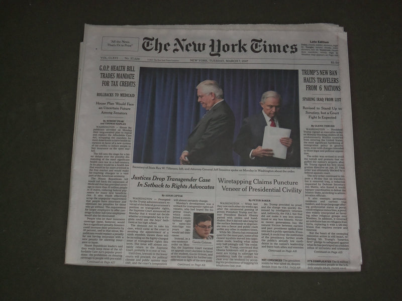 2017 MARCH 7 NEW YORK TIMES - TRUMP'S NEW PLAN HALTS TRAVELERS FROM 6 NATIONS