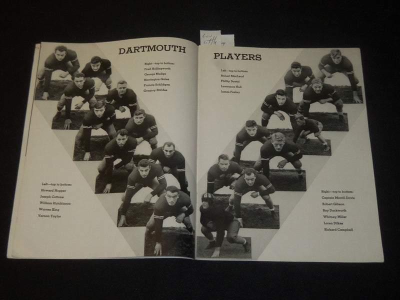 1937 NOVEMBER 20 DARTMOUTH VS. COLUMBIA FOOTBALL PROGRAM - LUCKMAN - J 5508