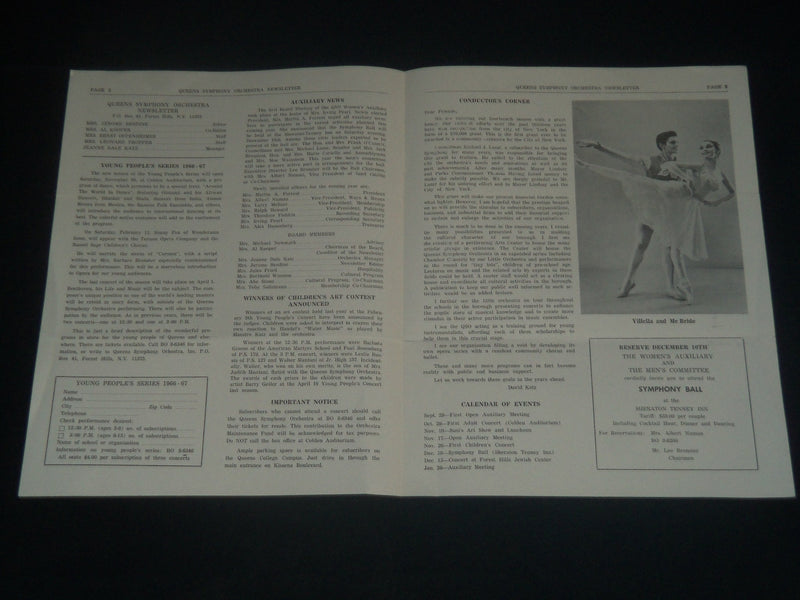 1966 OCTOBER QUEENS SYMPHONY ORCHESTRA NEWSLETTER - FOREST HILLS, NY - J 4293