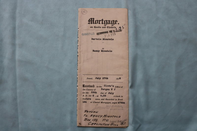 1938-1939 NEW JERSEY MORTGAGE AND PROPERY SALE CONTRACT - LOT OF 2 - K 2576