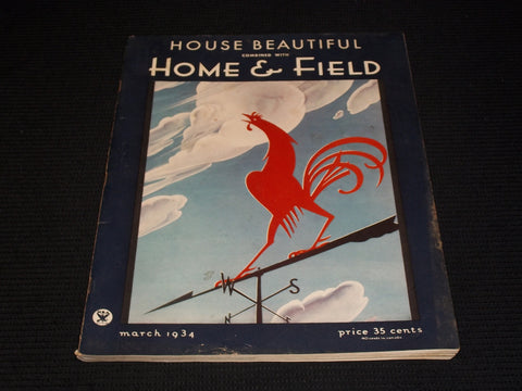 1934 MARCH HOUSE BEAUTIFUL MAGAZINE BEAUTIFUL FRONT COVER & PHOTOS - E 2754