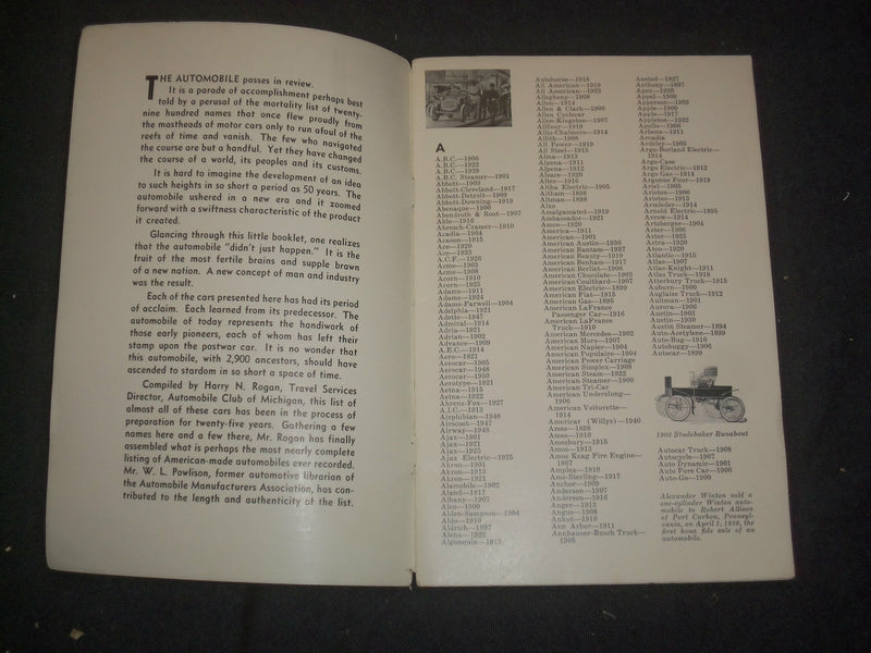 1950'S TALLYHO - HORESLESS CARRIAGES GUIDE - AAA MICHIGAN - J 6386
