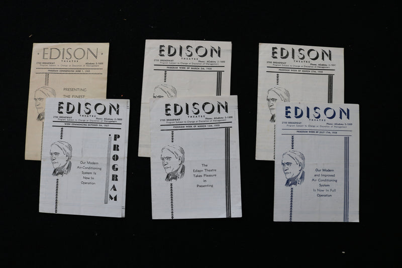 1935-1938 EDISON THEATRE MOVIE PROGRAMS - LOT OF 6 - K 1972