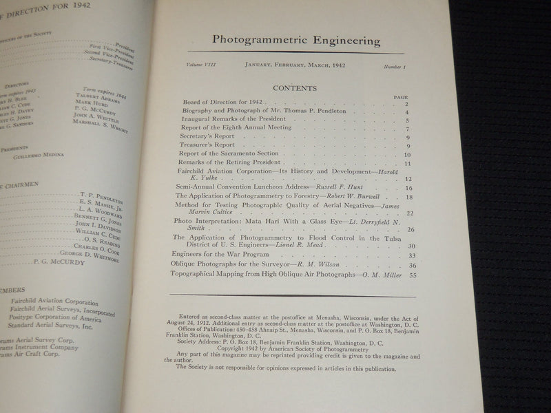 1942-1945 PHOTOGRAMMETRIC ENGINEERING MAGAZINE COMPLETE RUN OF 16 - O 2930G