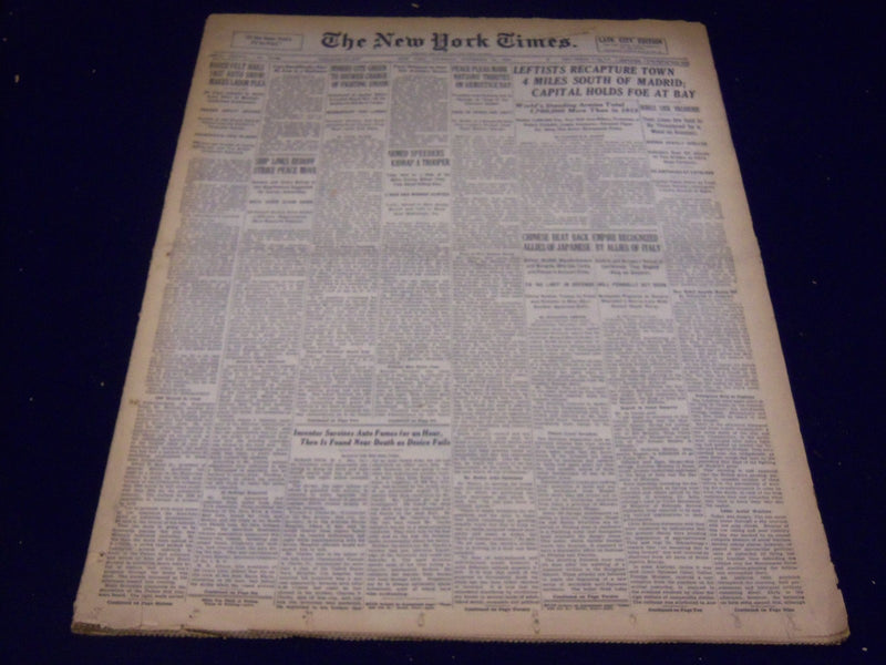 1936 NOV 12 NEW YORK TIMES - LEFTISTS RECAPTURE TOWN SOUTH OF MADRID - NT 2131
