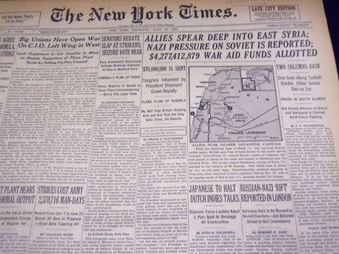 1941 JUNE 12 NEW YORK TIMES - NAZI PRESSURE ON SOVIET IS REPORTED - NT 1465