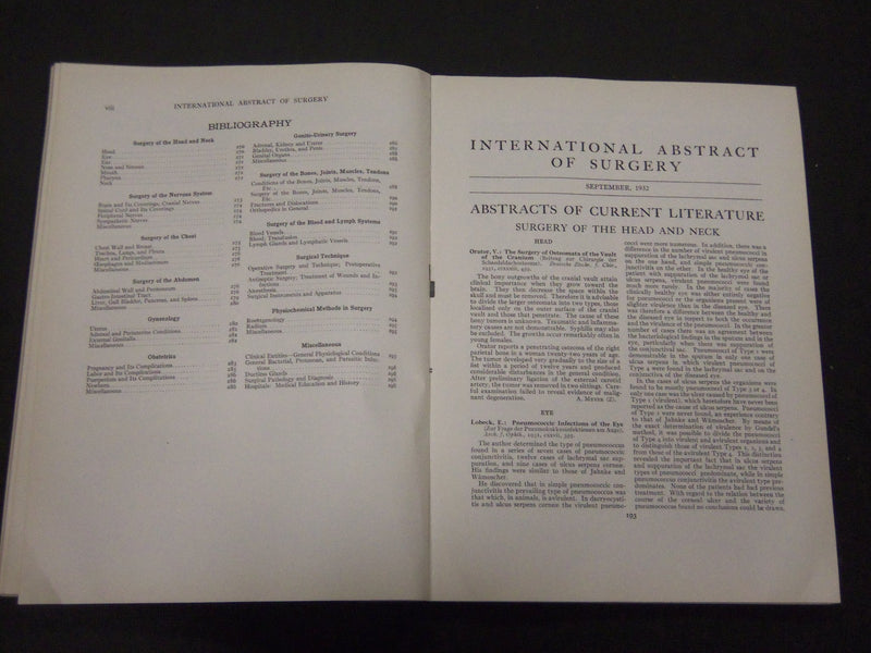 1932 SEPTEMBER SURGERY, GYNECOLOGY AND OBSTETRICS SOFTCOVER BOOK - J 5244