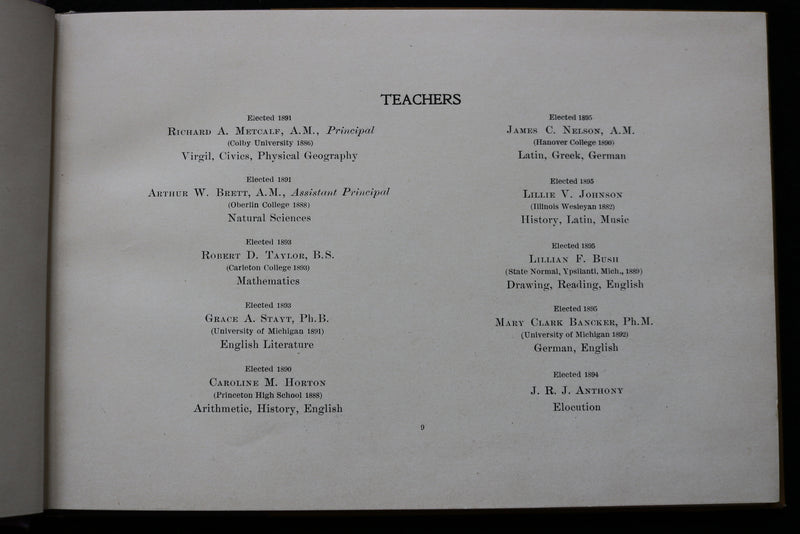 1896 MAY THE PRINCETONIA PRINCETON HIGH SCHOOL YEARBOOK- PRINCETON, IL - YB 3487