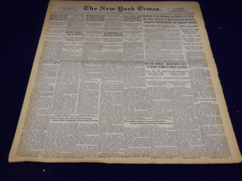 1931 NOV 7 NEW YORK TIMES - ROCKEFELLERS GIVE $1,000,000 FOR IDLE - NT 2194