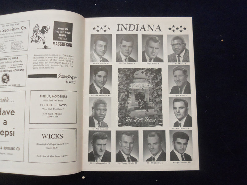 1960 OCT 22 FOOTBALL PROGRAM - INDIANA VS. MICHIGAN STATE-HERB ADDERLEY-SP 5454W