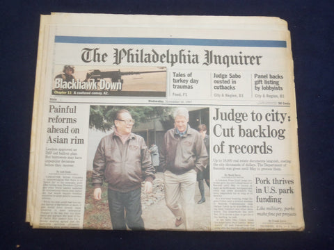 1997 NOV 26 PHILADELPHIA INQUIRER-CLINTON & JIANG AT PACIFIC RIM SUMMIT- NP 7164