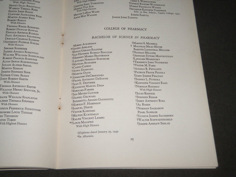 1949 JUNE 12 RUTGERS UNIVERSITY COMMENCEMENT PROGRAM - NEW JERSEY - J 2780