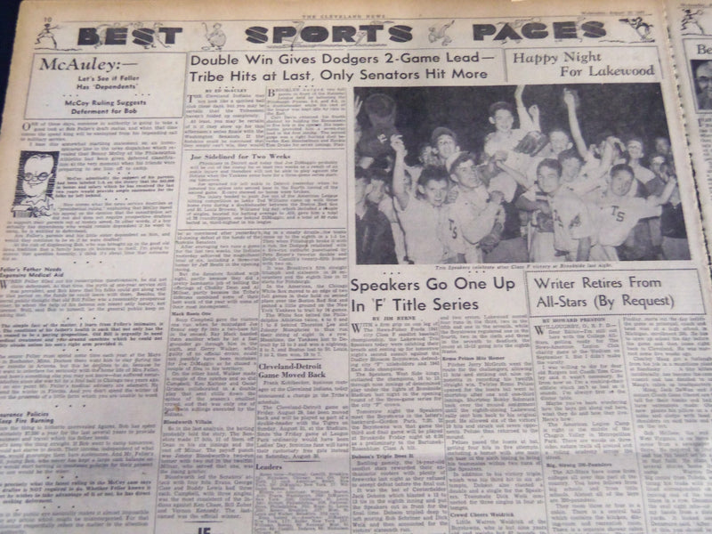 1941 AUGUST 20 CLEVELAND NEWS NEWSPAPER - STRIKE HALTS DETROIT TROLLEY - NT 7414