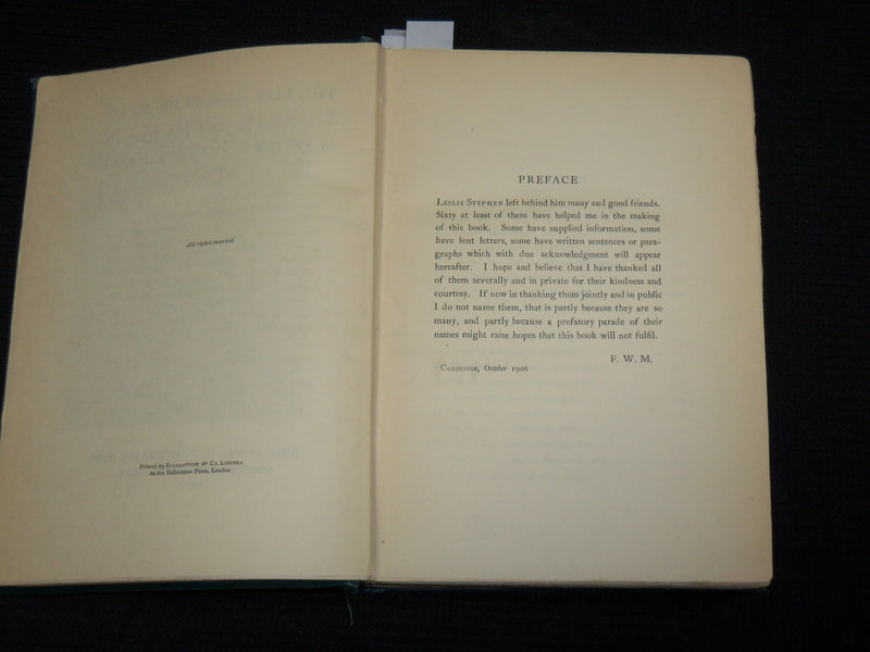1906 THE LIFE AND LETTERS OF LESLIE STEPHEN HARDCOVER BOOK BY MAITLAND - KD 7508
