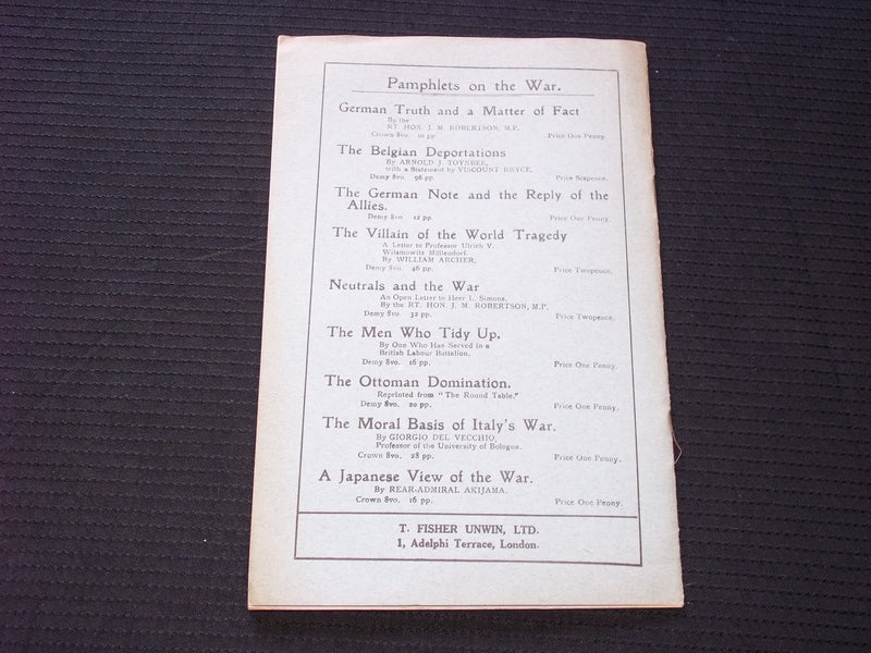1917 THE WAR ON HOSPITAL SHIPS SOFTCOVER BOOK - T. FISHER UNWIN LTD. - J 7169