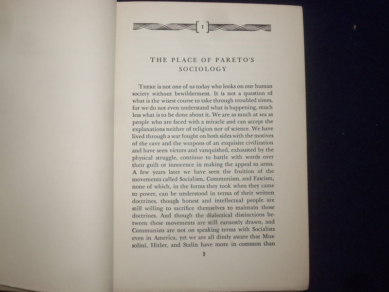 1934 INTRODUCTION TO PARETO HARDCOVER BOOK-HOMANS & CURTIS-1ST EDITION - KD 9202