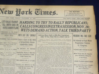 1922 NOVEMBER 10 NEW YORK TIMES - HARDING TO RALLY REPUBLICANS - NT 8422